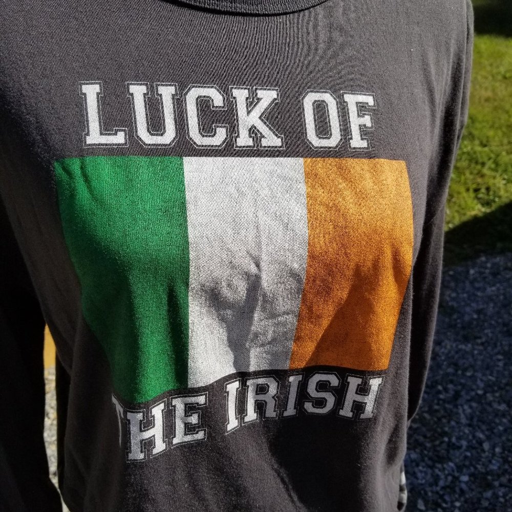 Luck of the Irish Crop top Long Sleeve Grey Large - Picture 2 of 11